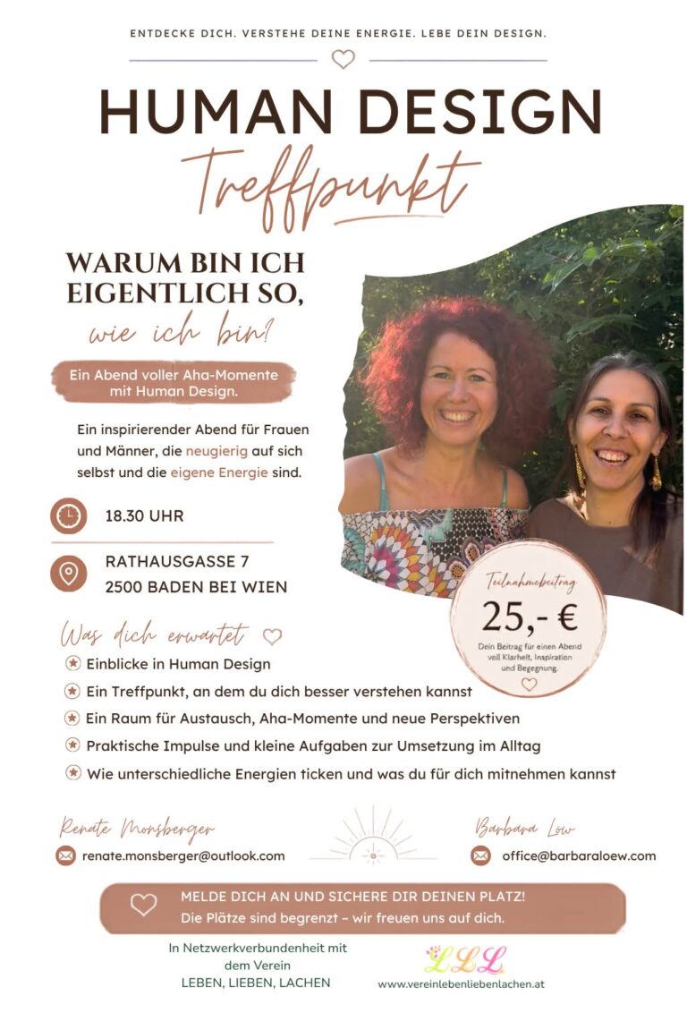 NÖ/Baden Human Design Treffpunkt mit LLL Sponsorinnen Renate Monsberger und Barbara Löw: LLLExtern